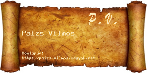 Paizs Vilmos névjegykártya